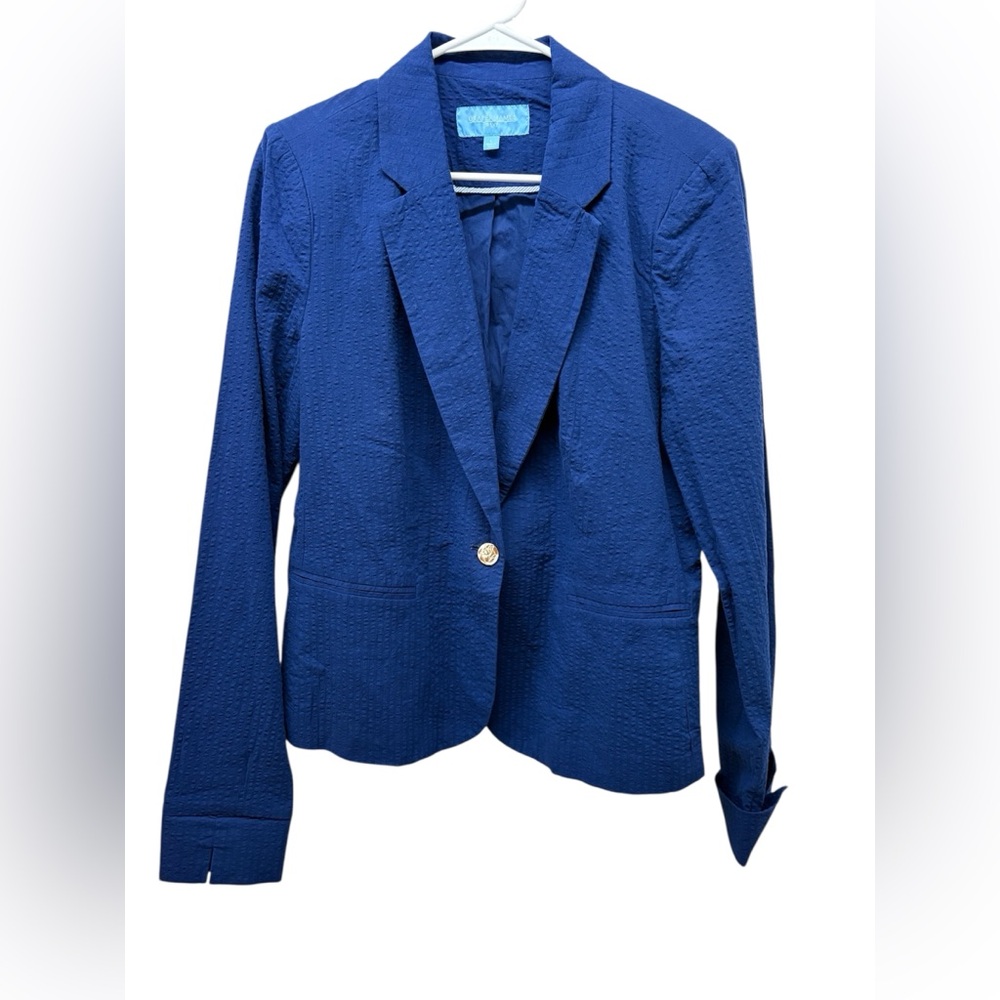 Draper James Royal Blue Textured Single-Button Blazer